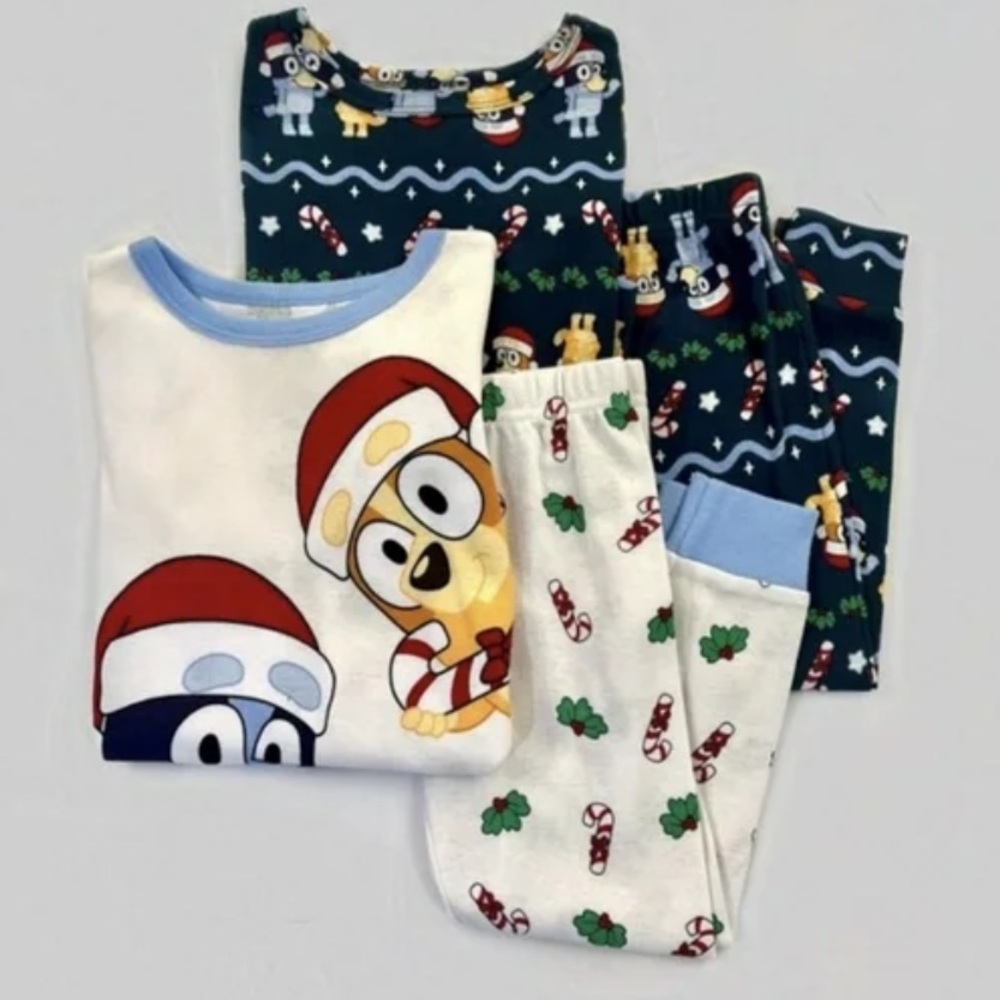 Toddler 4pc Bluey Fairisle Snug Fit Cotton Christmas Pajama Set